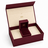 Ensemble d'emballages de bijoux de luxe personnalisés, écologiques et recyclables avec boîte cadeau magnétique, boîte à bague en velours et pochette pour documents (vente en gros)