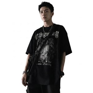 T-shirt One Piece Anime Noir Oversize à Manches Courtes en Coton Lourd Jersey Col Rond Décontracté pour Homme Imprimé Numérique Vintage Uni - Product Image 6