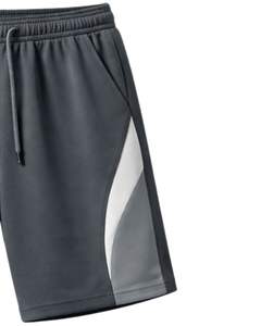 Men Gray Color Block Jersey Shorts Casual Summer Cotton Polyester Drawstring <b>Elastic</b> Waist Gym Sports Shorts Wear OEM Supplier - Product Image 3