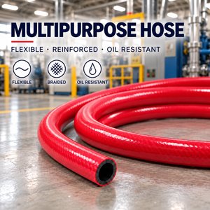 Tuyau multifonction en PVC rouge tressé flexible pour l'alimentation en eau industrielle et le transfert d'air, rouleau de 100 m, fourniture OEM personnalisée, vente en gros - Product Image 1