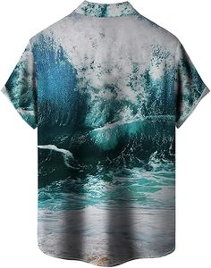Chemise d'été pour homme en polyester respirant, imprimé floral, manches courtes, style hawaïen, pour la plage - Product Image 5