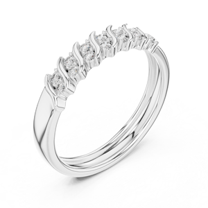 Anillo de Diamantes Cultivados en Laboratorio SERENITY WAVE, Oro Blanco Sólido de 18 Quilates con Baño de Rodio, Estilo Minimalista, para Compromiso, Boda, Fiesta, Regalo de San Valentín - Product Image 1