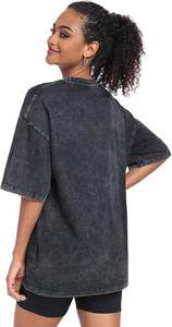 Women's Washed Vintage Oversized T-Shirt Baggy Workout <b>Tops</b> Short Sleeve 100% Cotton Eco-Friendly Quick Dry Streetwear Boyfriend - Product Image 4