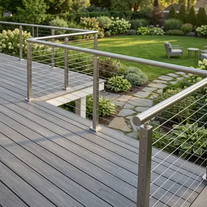 Barandilla de Cable de Hierro Moderna, Resistente, para Exteriores, para Balcón, Terraza, Patio, Escalera, Montaje en Suelo, Resistente al Óxido - Product Image 4