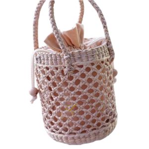 Handcrafted Water Hyacinth Straw Bucket Bag: Removable Strap - Product Image 3