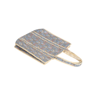 Sac fourre-tout en coton gris-bleu à imprimé floral Mughal, matelassé, réversible, pour le transport à l'épaule, réutilisable pour les courses, pour femme, été
