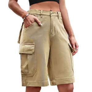 Shorts cargo de jogging personnalisés pour femmes Star Crystal Enterprises, couleur unie, 100% coton canvas, multi-poches, fermeture à boutons - Product Image 6