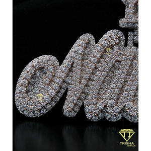 <b>Custom</b> Iced Letter Pendant <b>Necklace</b> Hip Hop Lab Grown Diamond <b>Name</b> Pendant GIA Certified Rhodium Plated Gold Silver Jewelry Gift - Product Image 4