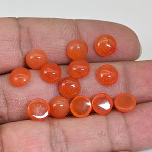 พลอยคาร์เนเลียนทรงกลมเจียระไนแบบเหลี่ยมคม ขนาด 3 มม. ถึง 30 มม. สีส้มแดง แบบคาโบชอง สำหรับทำเครื่องประดับ - Product Image 4
