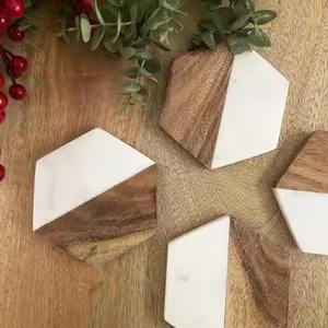 Designer Wooden <b>Coasters</b> <b>Set</b> For Drink Glass <b>Holder</b> Premium Surface Protection - Product Image 3