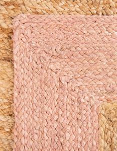 Alfombra de Yute Natural Hecha a Mano, con Borde Rosa y Blanco, Rectangular, Tejida, Ecológica, para Sala de Estar - Product Image 4