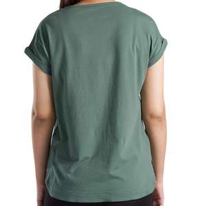 Camiseta Personalizada para Mujer con Cuello en V, Corte Holgado, Informal, para Gimnasio, Transpirable, de Algodón Suave, para Fitness, Yoga, Running, Deportes, Lisa, Verde - Product Image 2