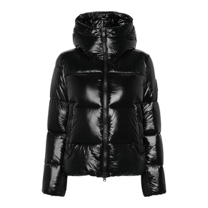 Women's <b>Black</b> Quilted Puffer Jacket With <b>Pillow</b> Collar Full Sleeve Zipper Closure Winter Coat Regular Length Solid Color - Product Image 3