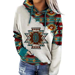Women's <b>Cute</b> Zip-Up <b>Hoodie</b> Ethnic Print Long-Sleeved O-Neck Pullover Tops with Anti-Wrinkle Feature Women's Hooded Clothes - Product Image 3