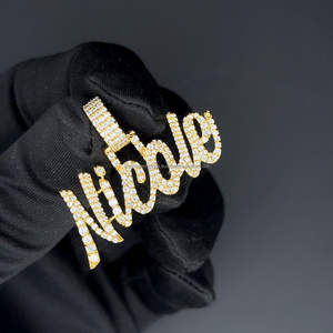 Diseño personalizado joyería chapado en oro letra Logo colgante Hip Hop cursiva inicial placa Punk COLLAR COLGANTE - Product Image 5