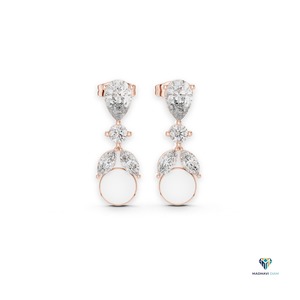 Boucles d'oreilles pendantes en or rose 1,63 carat avec diamants de laboratoire en forme de poire et de marquise, en or massif 14 carats - Product Image 1