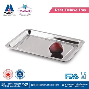 Bandeja de Servir Rectangular Minimalista de Acero Inoxidable, Acabado Espejo, Construcción de Alta Resistencia, Ecológica, Duradera y Multiusos - Product Image 2
