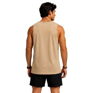 Débardeur beige pour homme, sans manches, avec imprimé frontal, décontracté, pour la gym, l'entraînement, le fitness, vêtement de sport d'été, t-shirt athlétique - Product Image 2