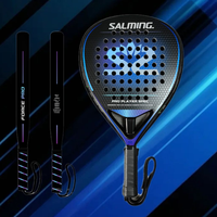 Raquette de padel Salming Pro Player, professionnelle, en fibre de carbone, avec surgrip, 370g, légère, design antidérapant, équilibre 260, taille personnalisée