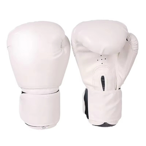 Gants de boxe en cuir blanc à lacets 10oz respirants avec sangle de poignet réglable pour adulte, équipement d'entraînement, logo personnalisable, unisexe - Product Image 2