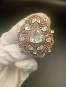 <b>Gold</b> Plated Pear Cut Mossainite Unisex Engagement Gift Wedding Brooch Silver 925 Handmade Jewelry - Product Image 5