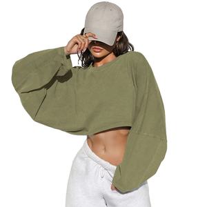 Sudaderas de gran tamaño de algodón con cuello redondo para mujer - Product Image 1