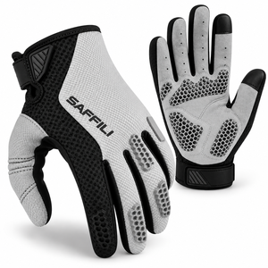 Guanti da Corsa SAFFILI con Touchscreen, Guanti da Ciclismo a Dita Intere, Nero e Bianco, Unisex, Estivi - Product Image 1