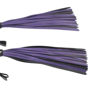 <b>Leather</b> <b>Flogger</b> Purple Black Straps With Chain Handle - Product Image 2
