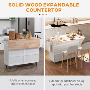 Carrello da Cucina Bianco con Ruote, Tavolo Pieghevole, Struttura in Acciaio e Acciaio al Carbonio, Piano in MDF e Dettagli in Ferro - Product Image 5