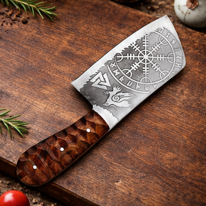 Cuchillo de Carnicero Mini Cleaver Hecho a Mano por SAZ ENTERPRISES, Hoja Fija, Forjado a Mano en Acero, Mango de Madera, Extra Afilado - Product Image 2