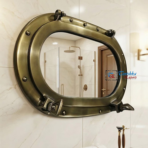 Solid Premium Aluminium Antique Finish 15-inch Oval Porthole Mirror Handmade Lightweight Nautical <b>Graduation</b> Decorative Gift - Product Image 4