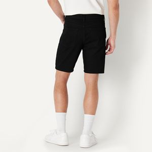 Pantalones Cortos de Mezclilla para Hombre con Lavado Desgastado Personalizado de Fábrica, Bordados, Color Negro - Product Image 3