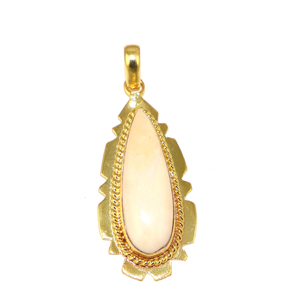 Unique Design Natural Pink Opal Gemstone Pear Shape 24K Plated Pendant Brass Metal Fashionable Jewelry <b>for</b> <b>Girls</b> Wholesale Bulk - Product Image 1