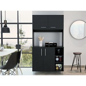 Armadio dispensa Bayshore a 3 ripiani in colore nero wengue per cucina - Product Image 1