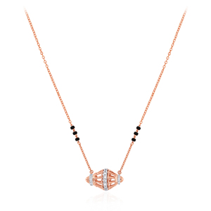 Collier Cœur en Diamant de Laboratoire Plaqué Or Rose 14K pour Femme, Chaîne en Or Jaune avec Perles Noires, Idéal pour un Usage Quotidien Romantique - Product Image 1
