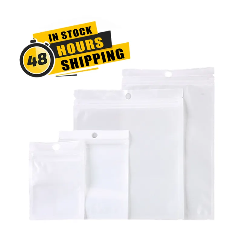 Bolsas Ziplock de plástico de varios tamaños al por mayor bolsas de Mylar de paquete transparente blanco bolsas para joyería de caramelo con agujero