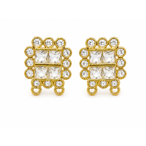 Componentes de latón al por mayor para la fabricación de joyas con cuentas de cristal cuadradas, chapados en oro, envasados en bolsas OPP para la creación de collares y pendientes personalizados. - Product Image 3