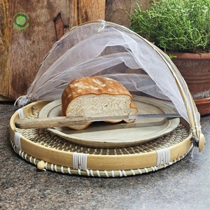 Woven rush food <b>cover</b> with bamboo rim Kitchenware and <b>table</b> decoration Wholesale eco-friendly Made in Vietnam - Product Image 4