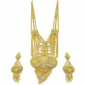 ชุดเครื่องประดับเจ้าสาวแบบยาวสไตล์ดูไบ ชุบทองไมครอน 14K18K24K ขายส่ง ดีไซน์แบบดั้งเดิมของตุรกี ชุดเครื่องประดับแฟชั่น - Product Image 4