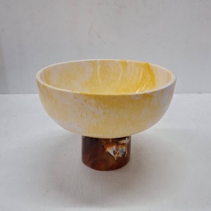 Handmade Polished Eco-Friendly Dishwasher Safe Resin Bowl <b>Green</b> Crackle Glaze Modern Luxury Design Stackable for <b>Food</b> Serving - Product Image 5