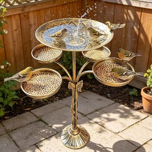 Bebedero para pájaros de metal con etiqueta privada para decoración de jardín y patio, ideal para la hidratación diaria de pájaros pequeños en exteriores. - Product Image 5