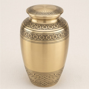 Urnes funéraires artisanales en laiton, best-sellers, pour cendres humaines, taille adulte, or, gravure florale, au meilleur prix. - Product Image 1