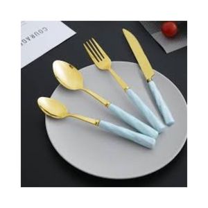 Elegant Cutlery <b>Set</b> With <b>Marble</b> Handle Stainless Steel Flatware Dining Spoon Fork Knife <b>Set</b> Premium Tableware Collection - Product Image 1