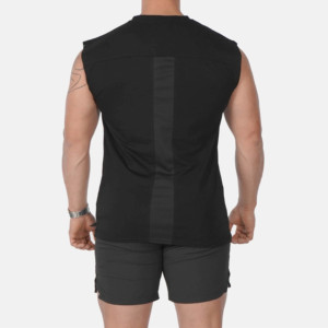 Débardeur sans manches noir pour homme, col rond, décontracté, en coton/fibre de bambou, respirant, séchage rapide, mettez l'accent sur ce qui compte - Product Image 4