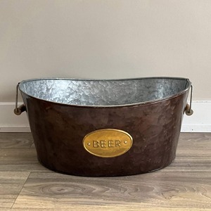 Galvanized Metal Ice Tubs Durable Beverage Cooling Bucket Perfect For Parties Events And Outdoor Use Rustic Style <b>Serving</b> Tub - Product Image 1