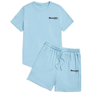 เสื้อยืดและกางเกงขาสั้นชุดเซ็ตผู้ชายสไตล์ฮิปฮอป ผลิตจากผ้าฝ้ายถัก 100% พิมพ์ลายสกรีนสีตามสั่ง ขายส่งปี 2026 เป็นมิตรกับสิ่งแวดล้อม - Product Image 5