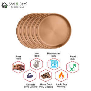 Nikki 6 PCS Placa completa Doble pared Acero inoxidable con revestimiento de PVD de oro rosa Platos y placas - Product Image 1