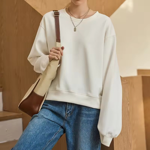 เสื้อสเวตเชิ้ตโอเวอร์ไซส์ผ้าเทอร์รี่พิมพ์ลายตามสั่งสำหรับผู้หญิงไซส์ใหญ่ แขนยาว คอวี ทรงหลวม สไตล์วินเทจ - Product Image 2