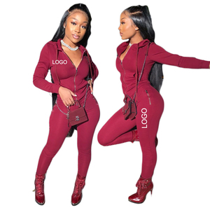 Conjunto Deportivo de Dos Piezas para Mujer, Corte Regular, Ecológico, 100% Algodón, Estilo Urbano, Grueso, con Capucha, Cintura Elástica, para Otoño/Invierno - Product Image 2