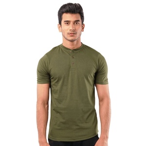 Wholesale <b>Men's</b> <b>Henley</b> Shirt Slim Fit 100% Cotton Short <b>Sleeve</b> Premium Quality Sporty Tee for Gym Workouts Customizable - Product Image 1